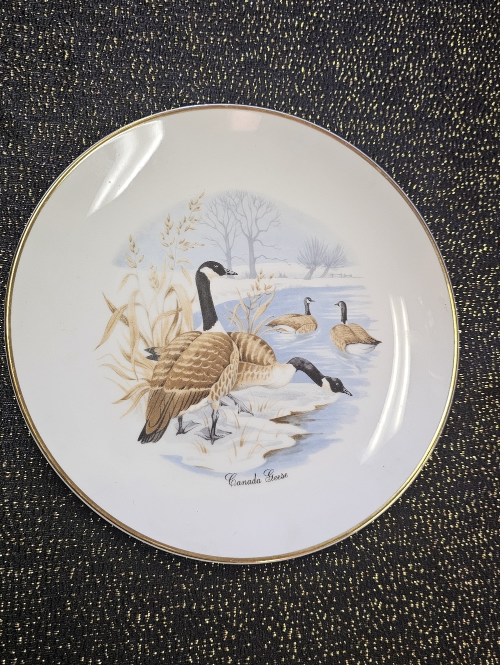 Elegant Canada Goose Dinner Plate with Gold Trim